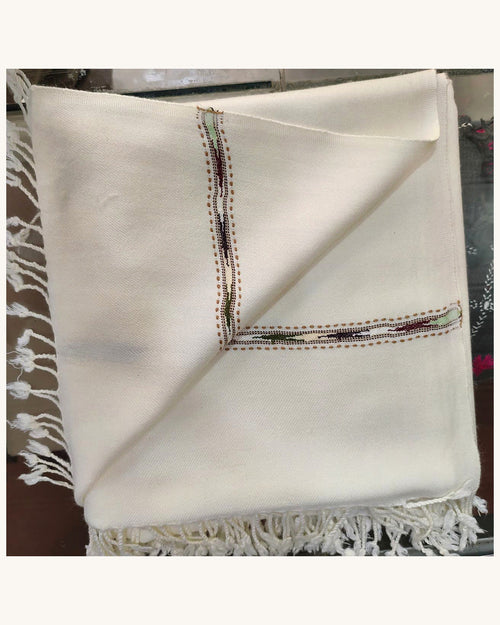 Men's Cream Shawl with Multicolor Cross-Border Detail — original view 13, full image in consistent 4:5 framing