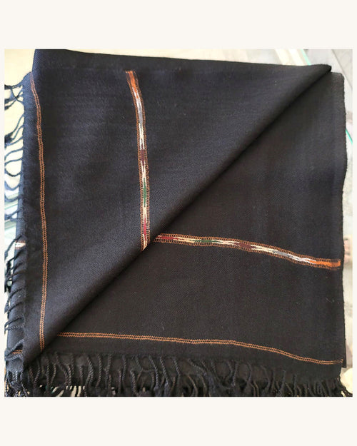 Men's Charcoal Shawl with Bronze Woven Stripe — photo 15, uncropped 4:5