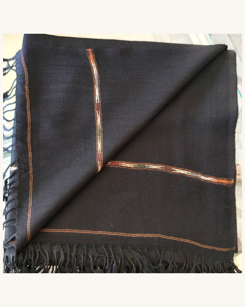 Men's Charcoal Shawl with Bronze Woven Stripe