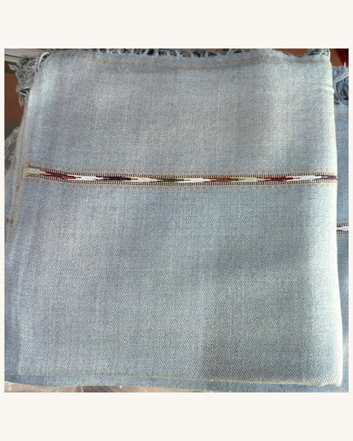 Men's Blue Grey Shawl with Multicolor Woven Border — photo 18, uncropped 4:5