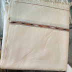 MILAMA men's Ivory Shawl with Brown Dotted Woven Border reference view 1
