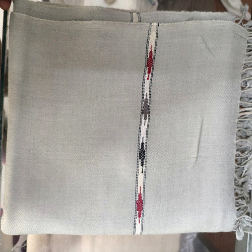 Men's Ash Grey Shawl with Narrow Multicolor Woven Stripe, product detail 6