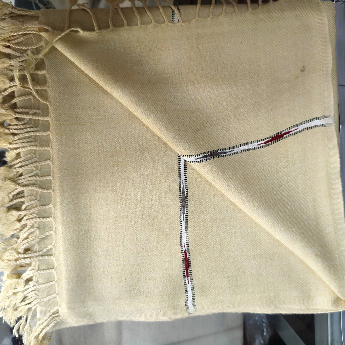 MILAMA men's Sand Beige Shawl with Center Woven Stripe reference view 9