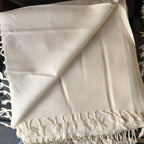 Men's Ivory Shawl with Tonal Woven Lines, product detail 10