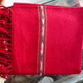 Men's Deep Red Shawl with Decorative Woven Border, product reference 12