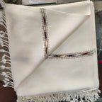 MILAMA men's Cream Shawl with Multicolor Cross-Border Detail reference view 13