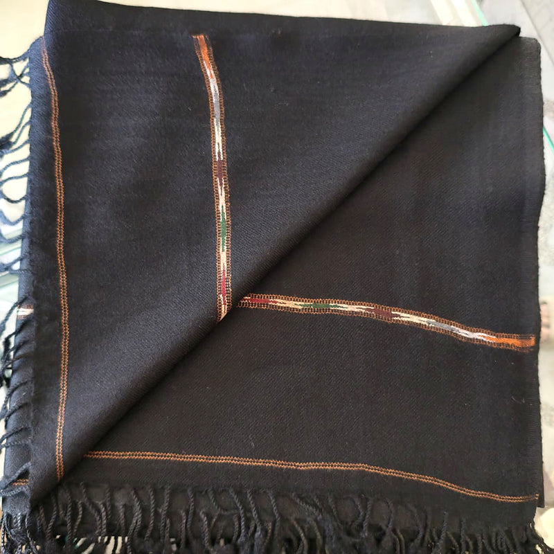 Men's Charcoal Shawl with Bronze Woven Stripe