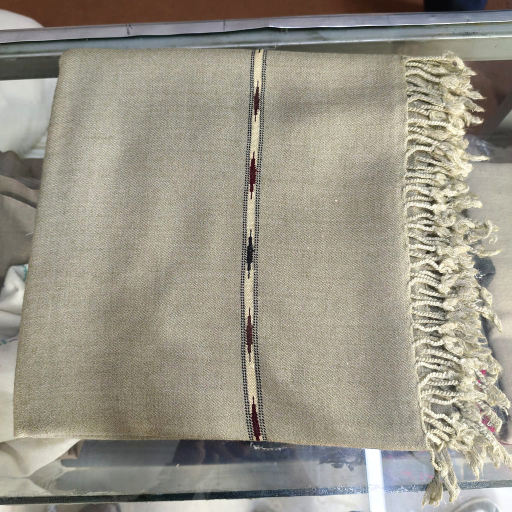 Men's Olive Stone Shawl with Patterned Woven Border, product detail 19