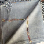 Men's Blue Grey Shawl with Multicolor Woven Border, product reference 20